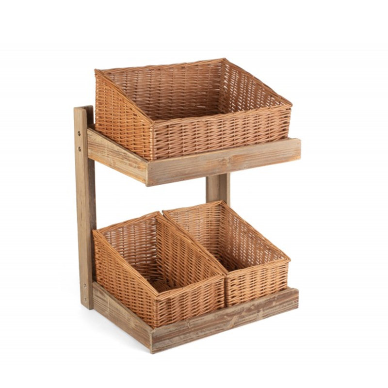 Union Rustic 2 Tier Counter Top Wicker Basket Display Stand Wayfair.co.uk
